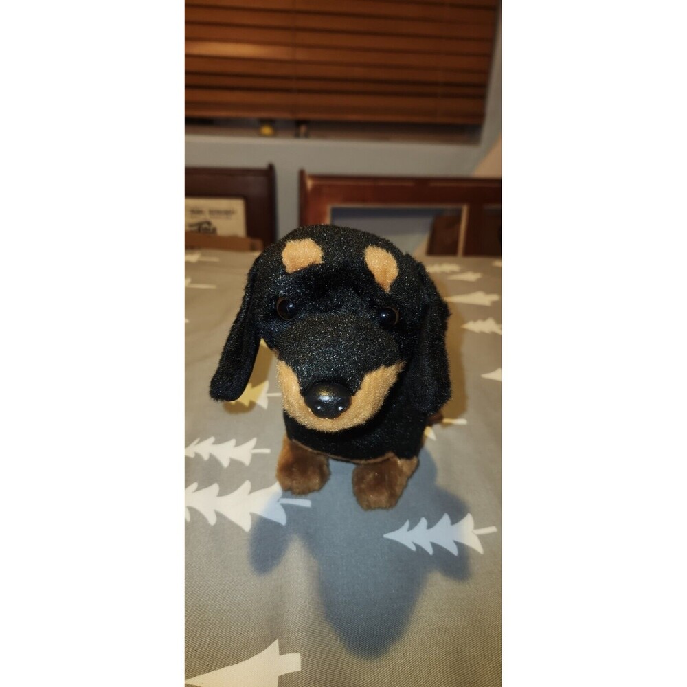ANIMAL ALLEY BLACK & TAN DACHSHUND DOG PLUSH - 8" TALL X 14" LONG